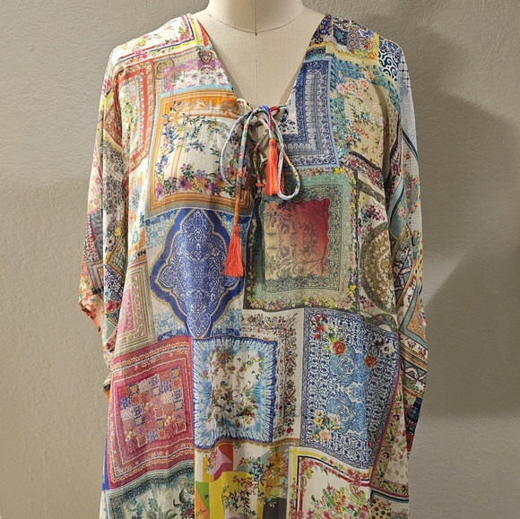 Johnny Was Bella Lace Up Kaftan Dress - Picture 4 of 10